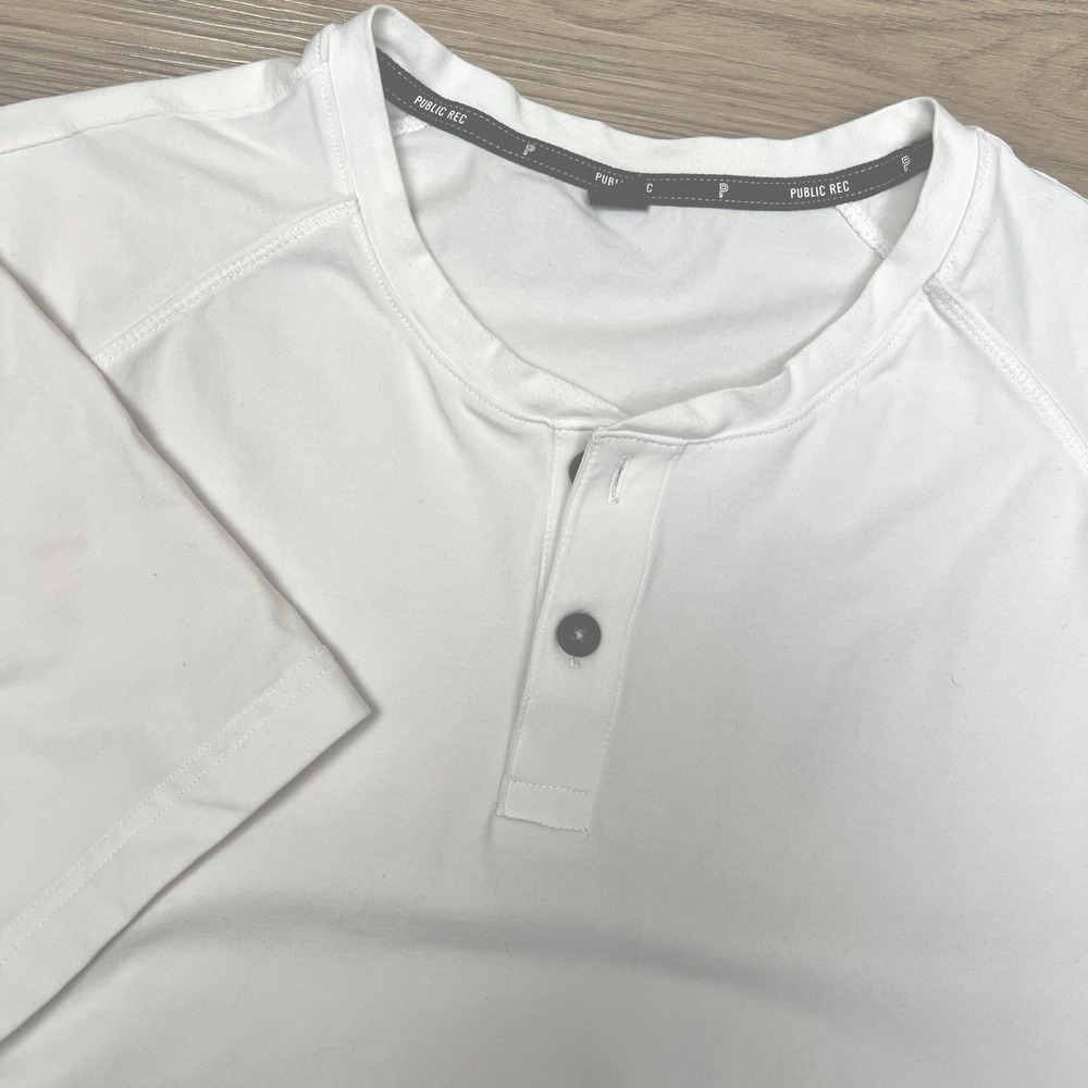 Public Rec Shirt Mens L White Long Sleeve Henley Jersey Casual Soft Athletic